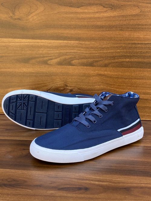 Ben Sherman High Top Textile Sneakers With Stripe - Fancy Soles