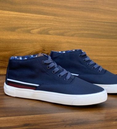 Ben Sherman High Top Textile Sneakers With Stripe - Fancy Soles