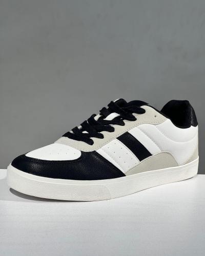 Performer take St Kiabi White And Black Lace Up Sneakers - Fancy Soles